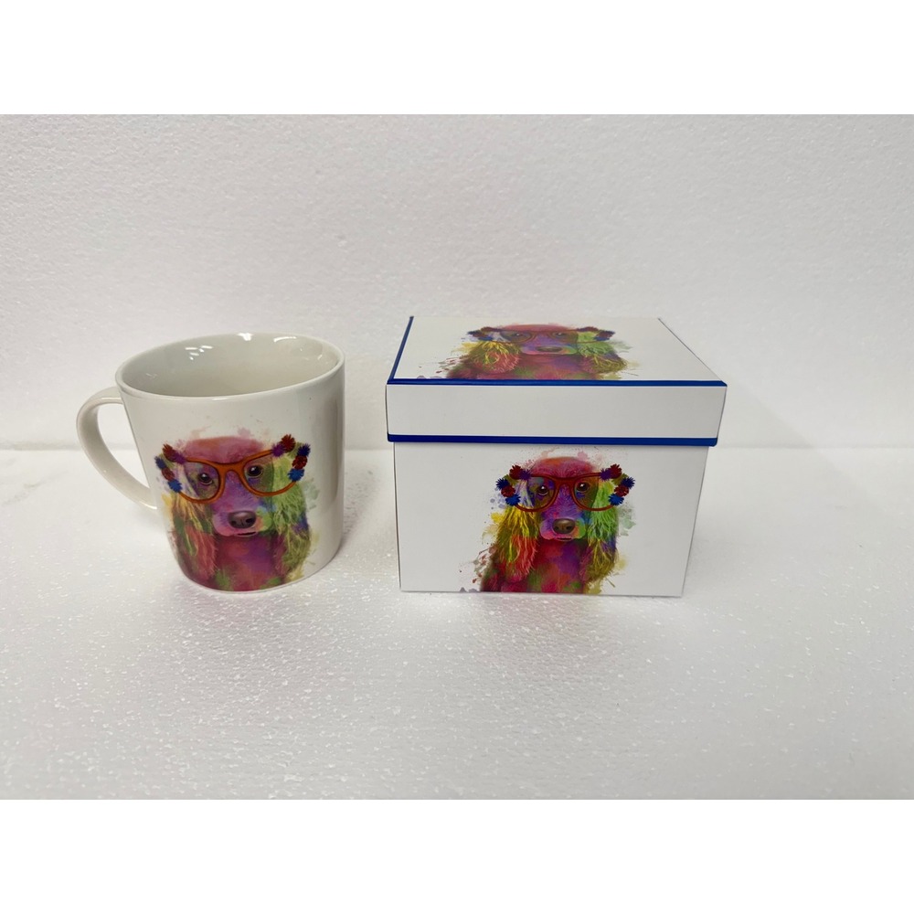 PPD Artistica Watercolor Spaniel Dog with Glasses Bone China Mug with Gift Box